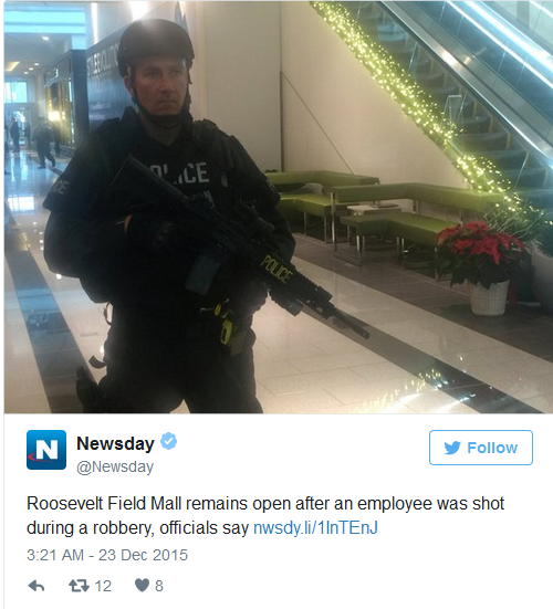 纽约豪华商场传枪声 1人中枪枪手被捕