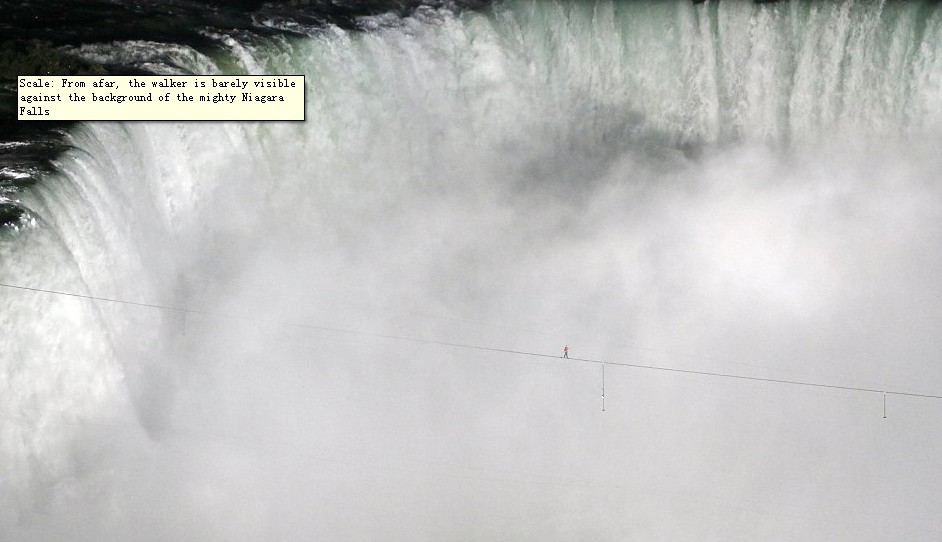美特技男子走钢索横跨尼亚加拉瀑布 成为百年第一人