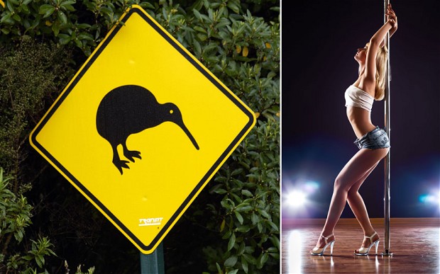 为招揽生意跳钢管舞 新西兰妓女扭坏街头几十处标志杆