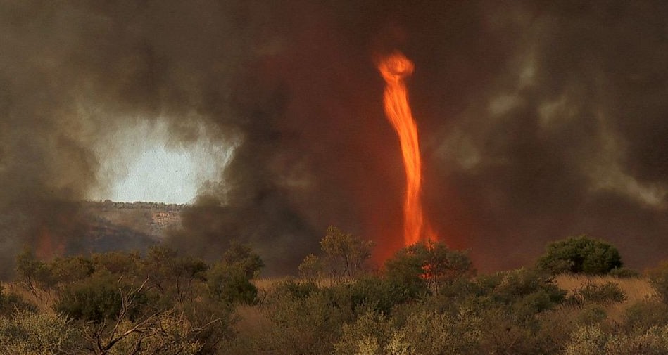 澳大利亚惊现30米高“火焰龙卷风” 持续时间达40分钟