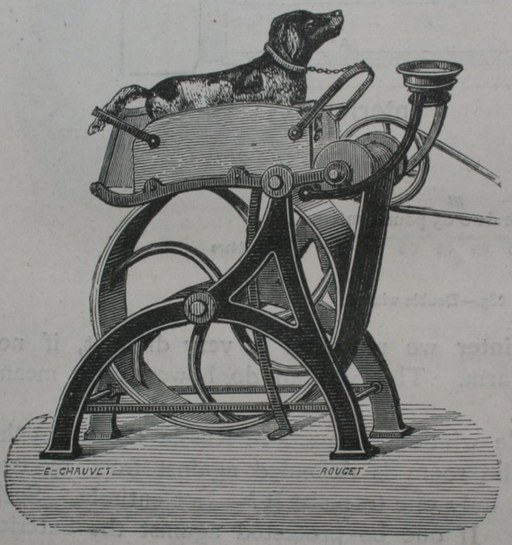 19世纪英国诡异发明：缝纫机由小狗驱动