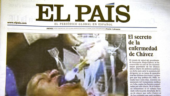 西班牙刊登查韦斯治疗假照片 委政府强烈批评