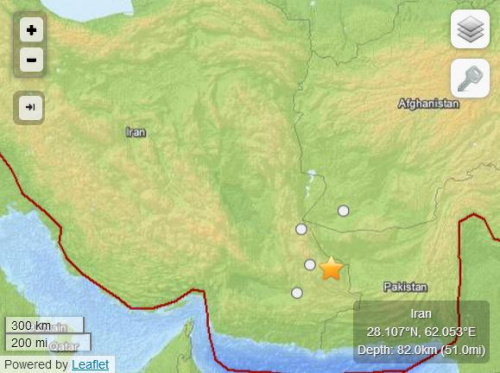伊朗发生7.8级地震 震源深度更改为82公里(图)