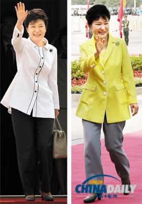 韩媒：朴槿惠访华着装兼顾领袖魅力与轻松面貌
