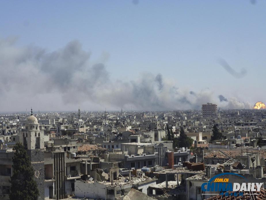 叙利亚武器库爆炸产生巨大火球（高清组图）