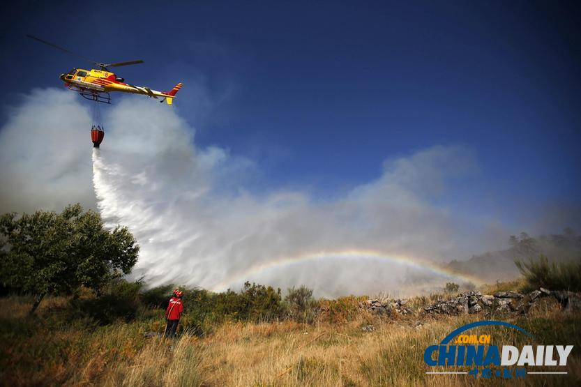 葡萄牙森林火灾肆虐 数百名消防员参与灭火