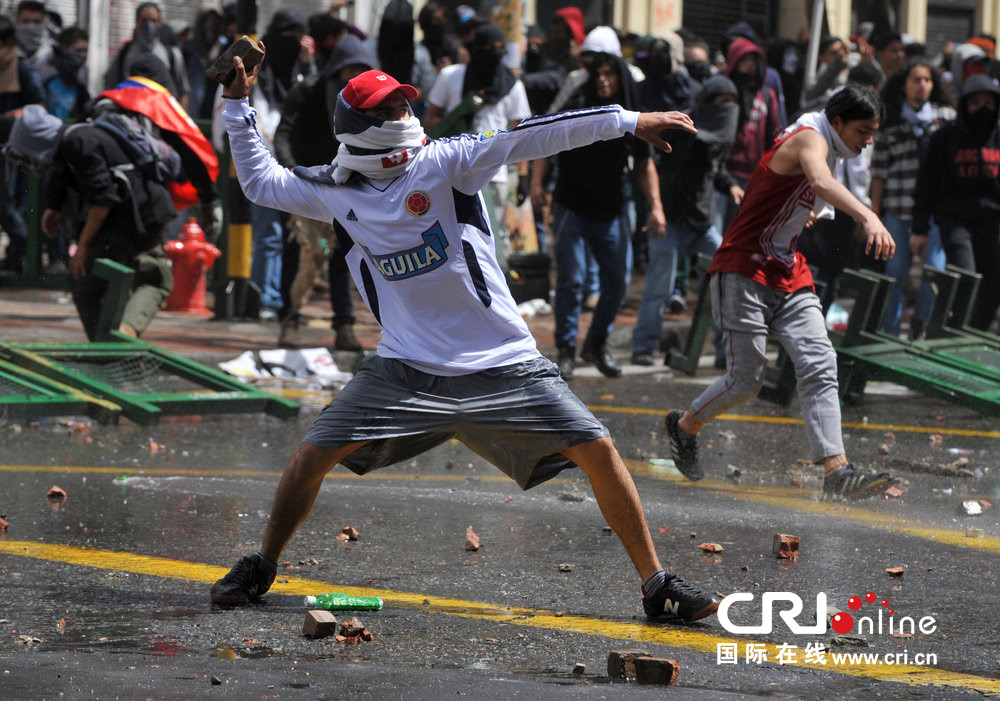 哥伦比亚农民罢工演变为暴力冲突 街头一片混乱