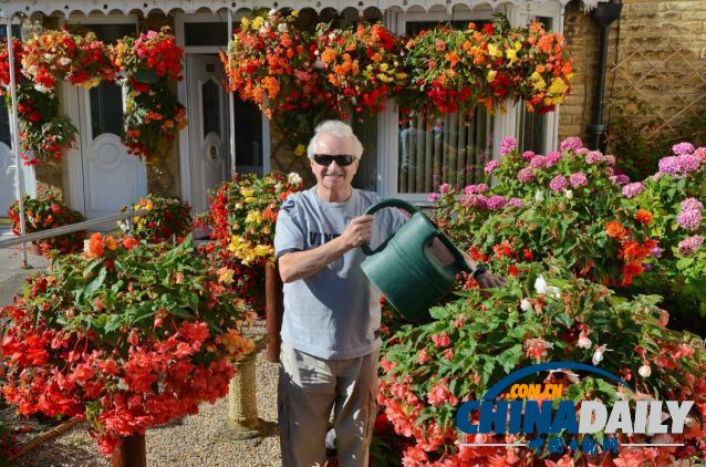 英国74岁盲人种植鲜艳花卉 靠触觉和嗅觉做园艺