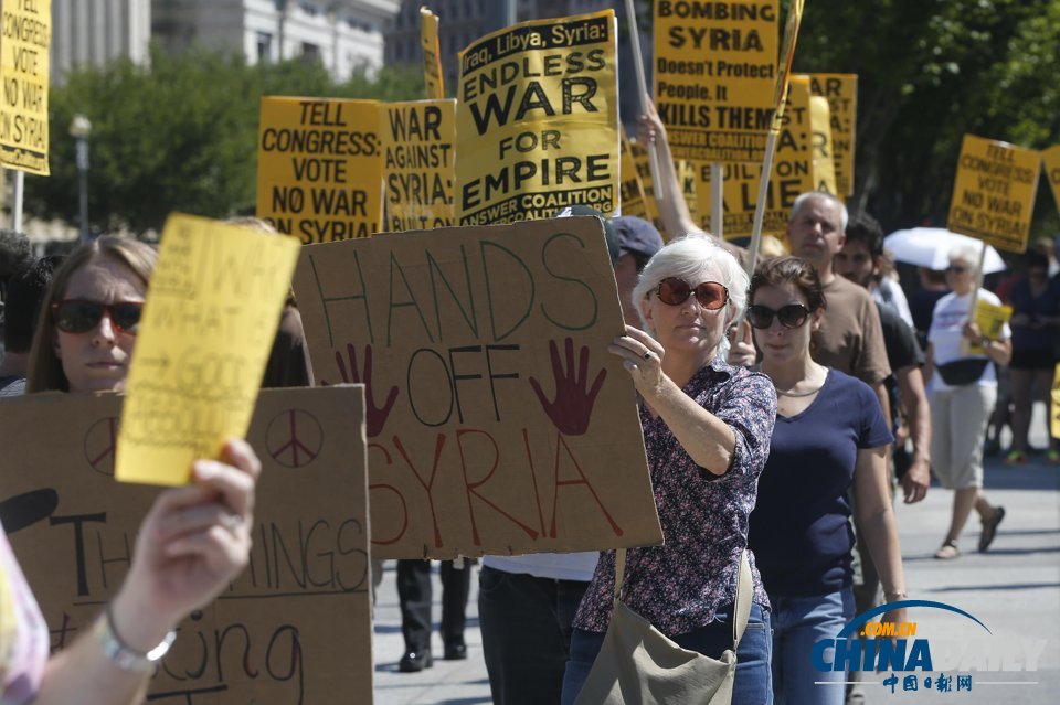 美国爆发示威 反对军事干预叙利亚