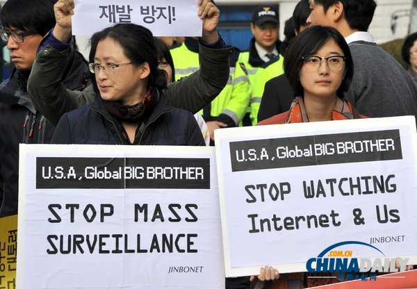 朴槿惠与奥巴马“演双簧” 韩国民众抗议美监听行为（组图）