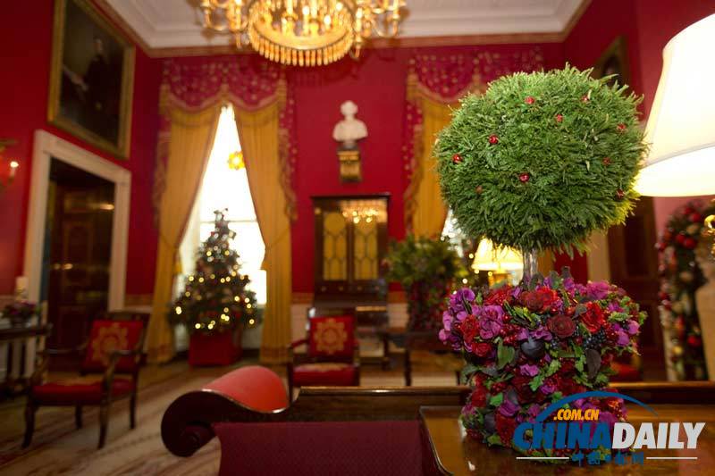 白宫圣诞节装饰先睹为快 充满浓郁节日氛围