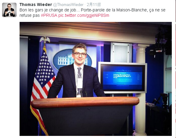 奥朗德访美 法国记者“揩油”白宫狂玩自拍