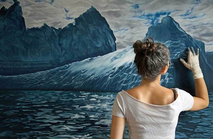 纽约女子用手指作画 海洋冰川惟妙惟肖令人称奇（组图）