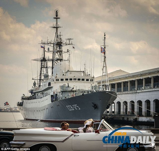 俄罗斯间谍军舰意外停靠古巴游轮码头