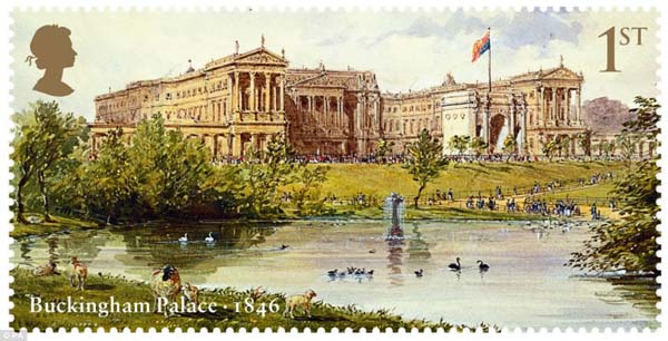 英国发行超炫目邮票 尽展白金汉宫历史变迁（组图）