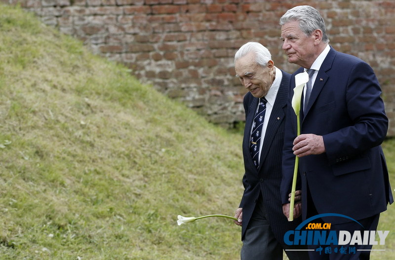 德国总统向捷克二战受害者纪念碑敬献花圈