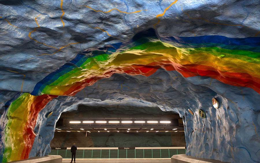 实拍瑞典创意地铁站 精美如艺术殿堂(高清组图)