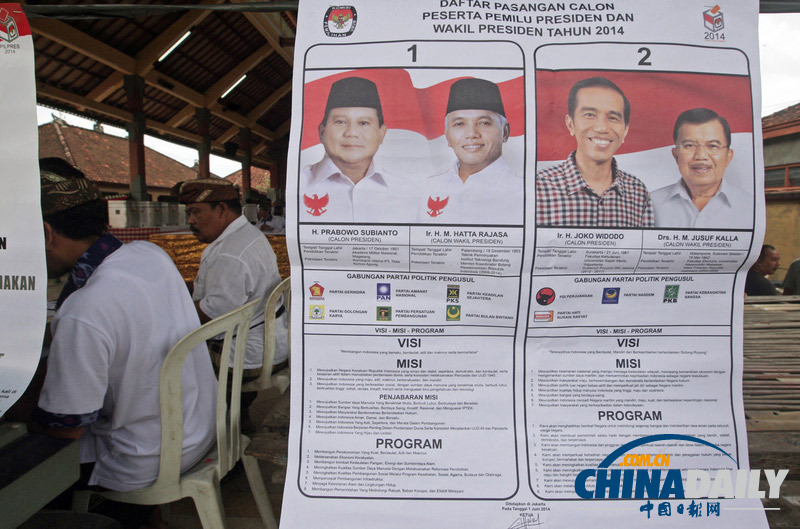 印尼逾1.9亿人开始投票选总统 两候选人胜负难测