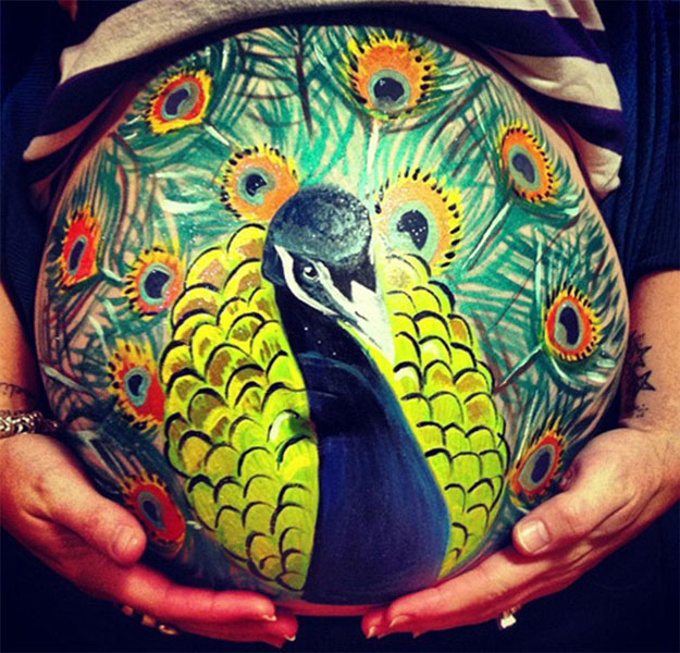 英国画家在130多位孕妇腹部上创作彩绘