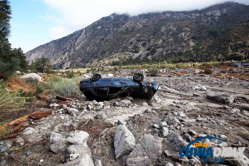 美加州暴风雨引发洪水泥石流致1死