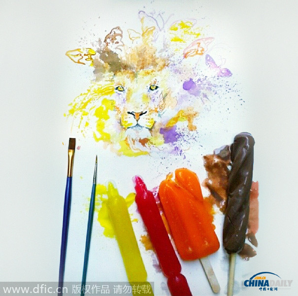 夏季限定名画 伊拉克艺术家用冰淇淋作颜料画画