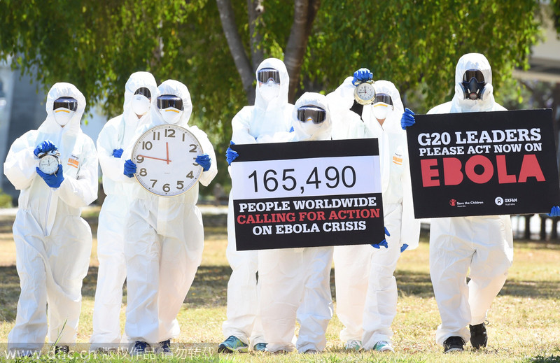 G20峰会：示威者持闹钟警示埃博拉