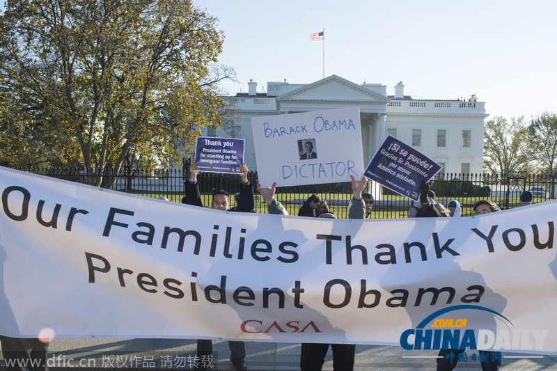 美国民众白宫前集会 对奥巴马移民改革褒贬不一