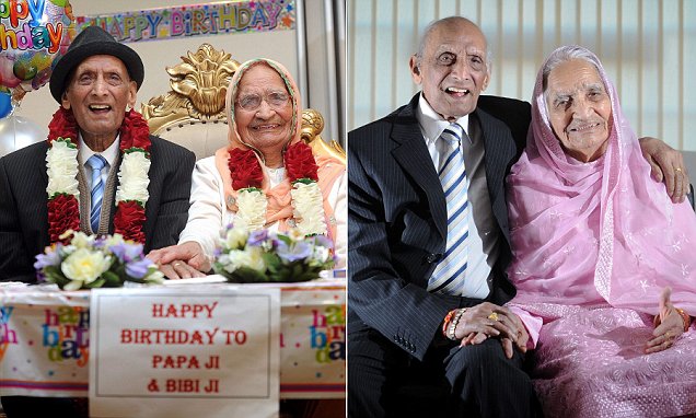全球最年长夫妇共庆同日生辰