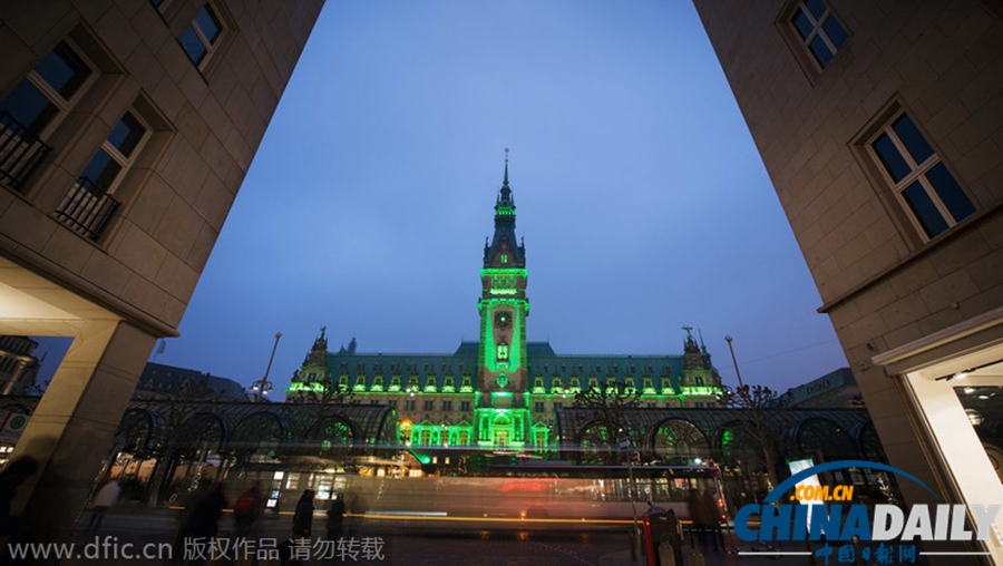 德国汉堡市政厅亮起绿灯 支持废除死刑