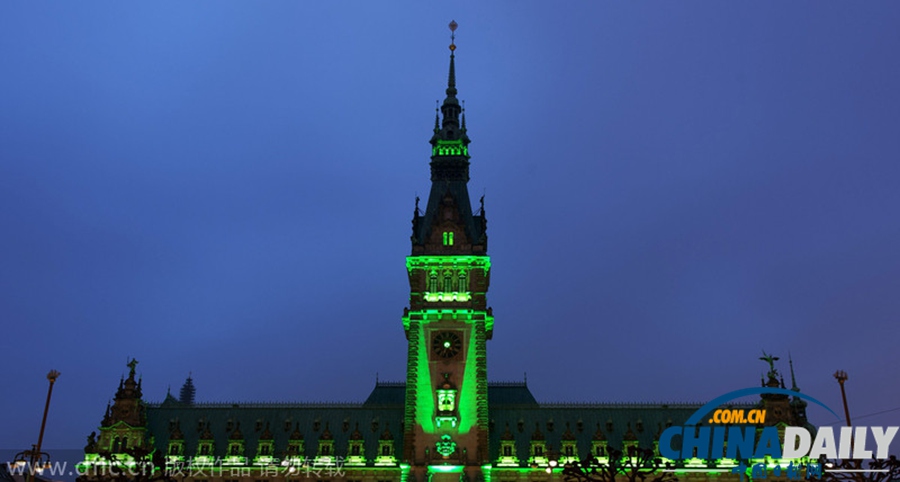 德国汉堡市政厅亮起绿灯 支持废除死刑