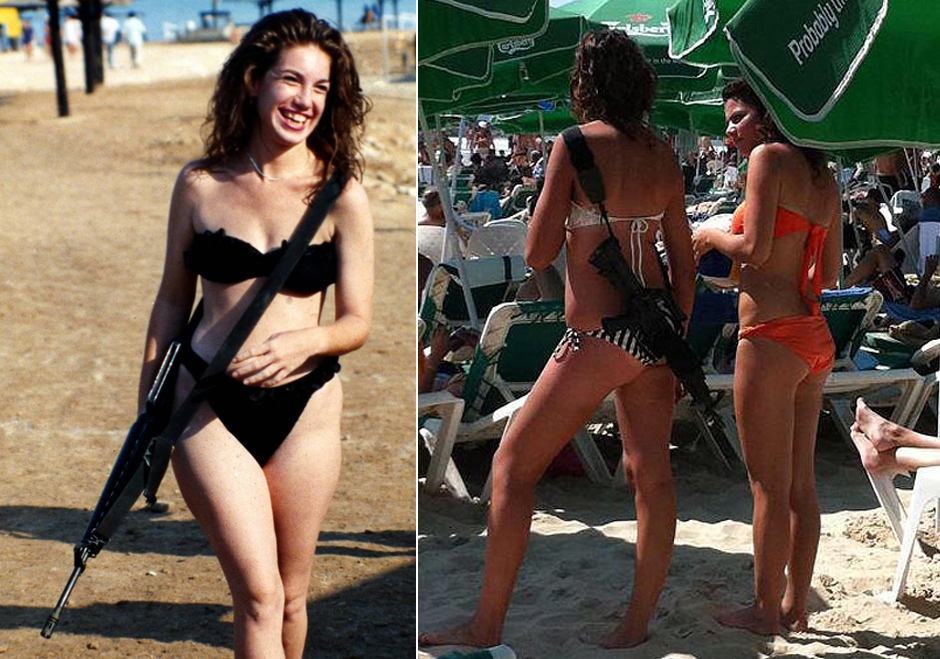 以色列特色：泳装女背卡宾枪度假