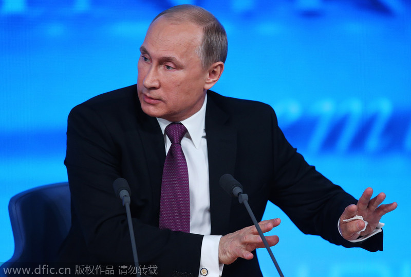 俄罗斯总统普京召开2014年年度记者会