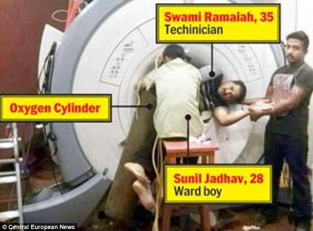 强大磁场惹祸！印度医护人员被氧气瓶“钉”在扫描仪
