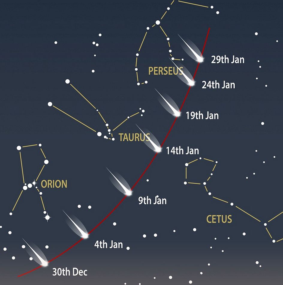 洛夫乔伊彗星飞跃地球闪耀绿色彗尾
