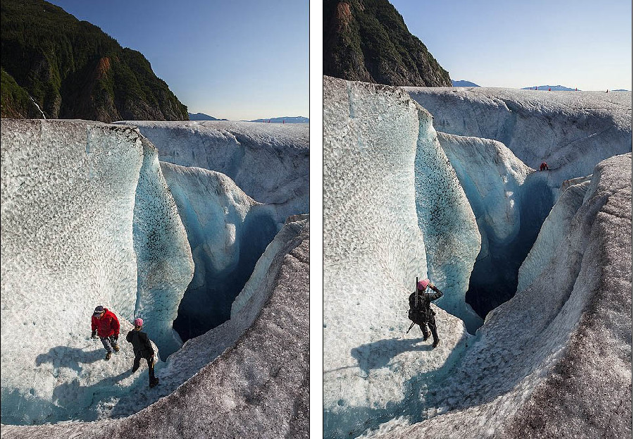 美探险家深入冰缝 拍摄冰川内部梦幻般美景