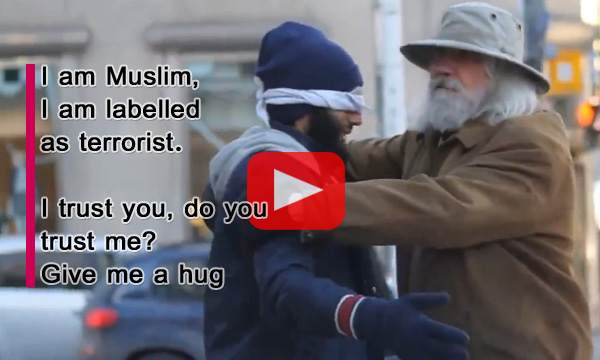 你相信我吗？加拿大穆斯林街头蒙眼求拥抱（组图）