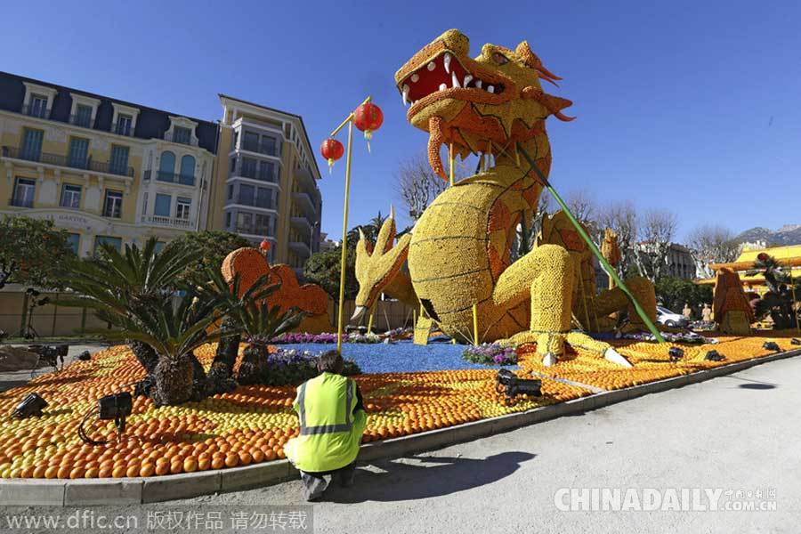 法国举办柠檬节 橙子柠檬打造中国元素栩栩如生