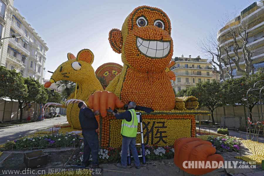 法国举办柠檬节 橙子柠檬打造中国元素栩栩如生
