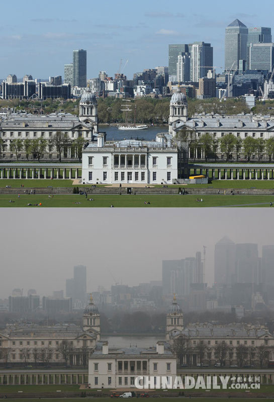 欧洲多国遭遇强雾霾袭击 伦敦再现雾都景象
