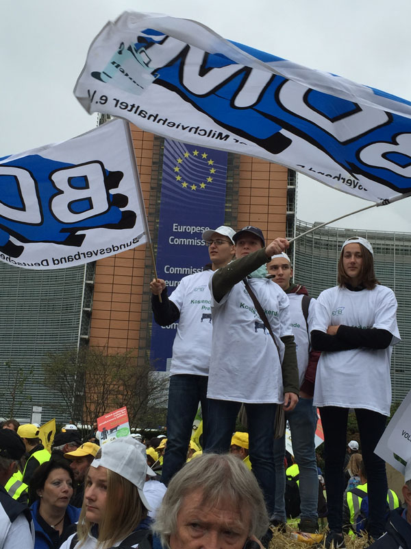 六千欧洲奶农驾拖拉机抗议欧盟取消生产配额制