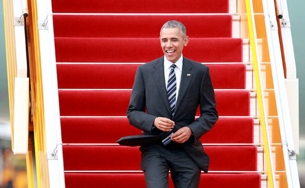 美国总统奥巴马抵达西贡参观玉皇寺