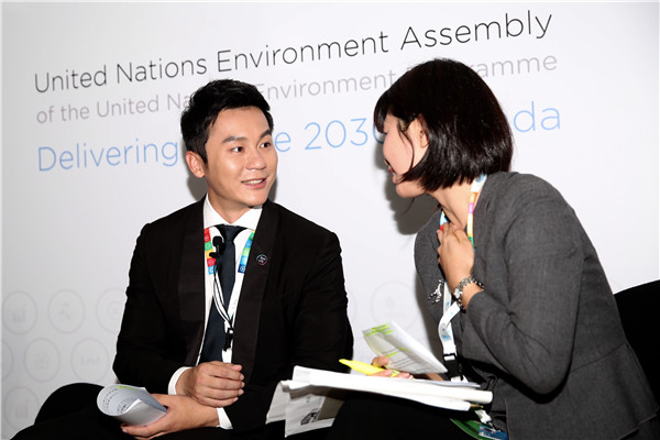 李晨出席联合国环境大会 宣布启动“跑蓝环保公益计划”