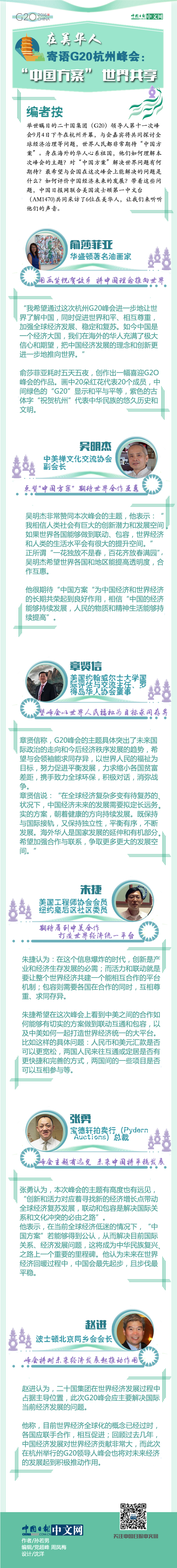 在美华人寄语G20杭州峰会：“中国方案” 世界共享