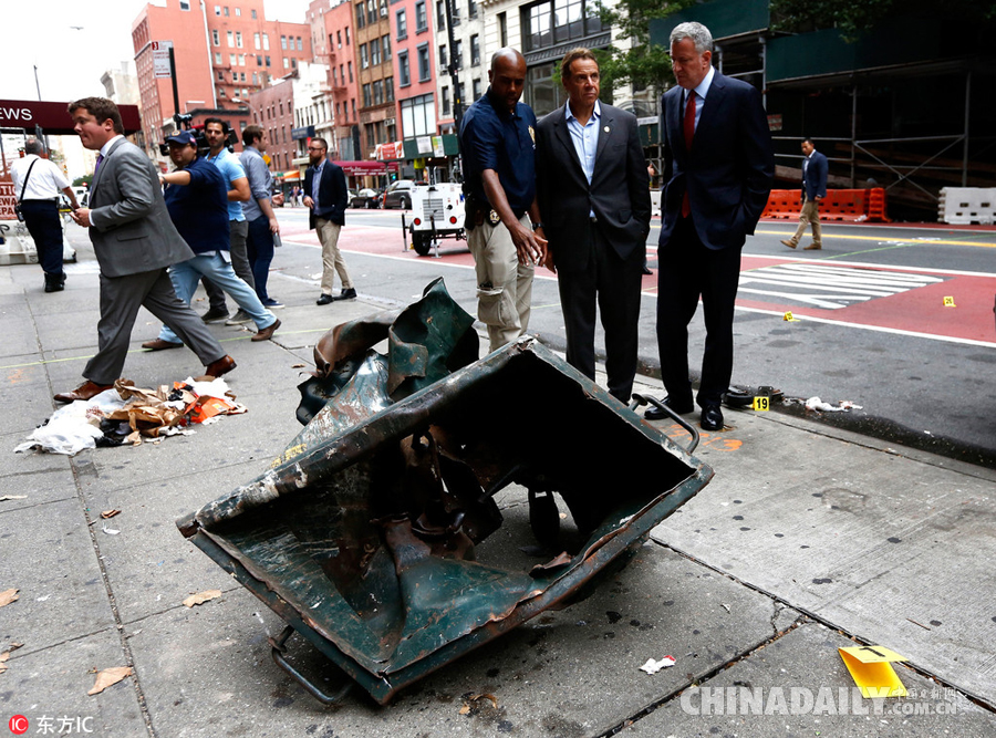 纽约曼哈顿被投放爆炸装置垃圾桶曝光