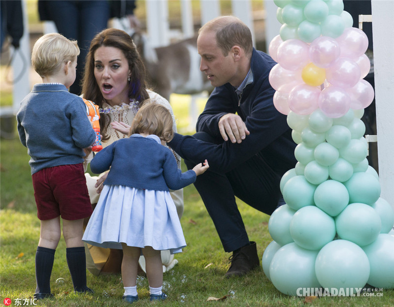 英国威廉王子夫妇访问加拿大 小王子小公主亮相儿童茶话会