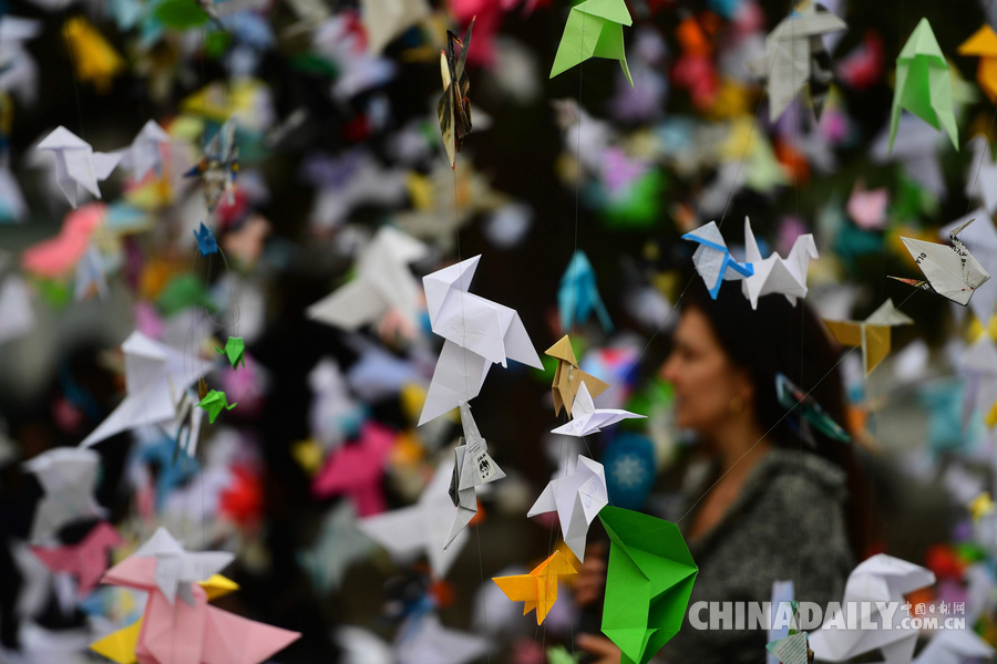 数千纸鹤“飞”往西班牙呼吁保护自然公园