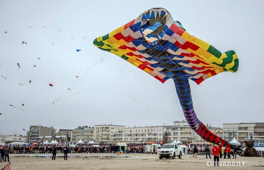 法国举办年度国际风筝节 巨型风筝扮靓天空