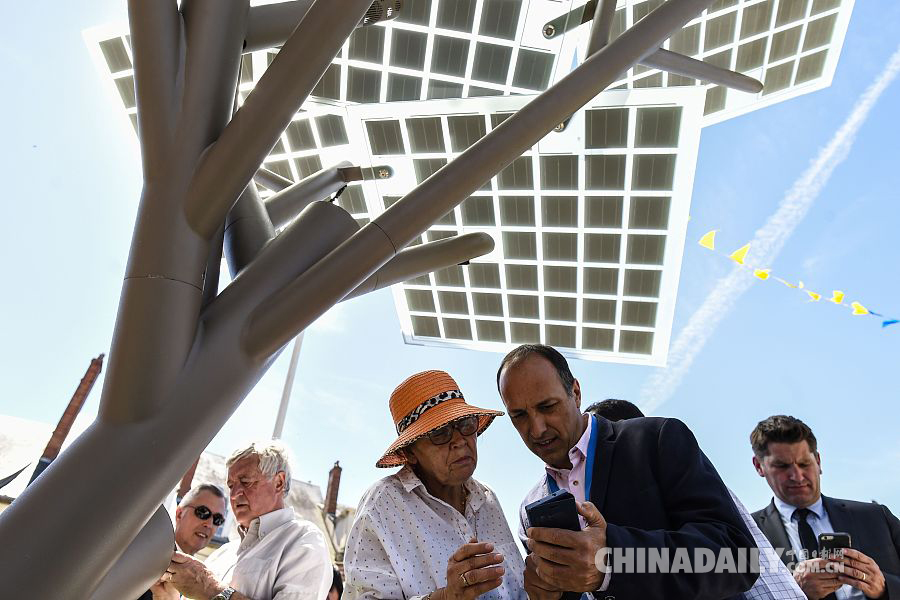 法国街头种下电子树 可转化太阳能为手机充电