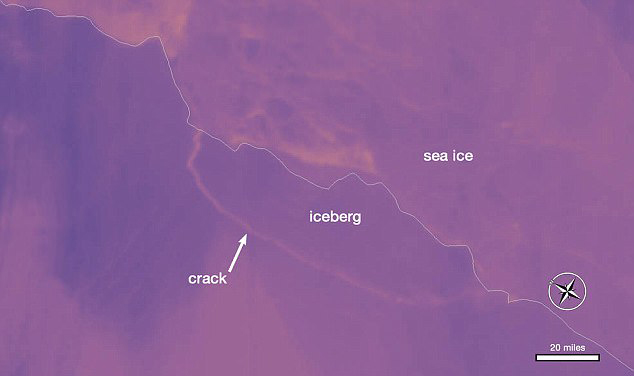 南极巨型冰山脱离冰架 面积是伦敦4倍