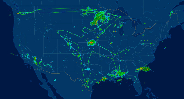惊叹！波音787-8梦幻客机在美国上空飞出“自画像”